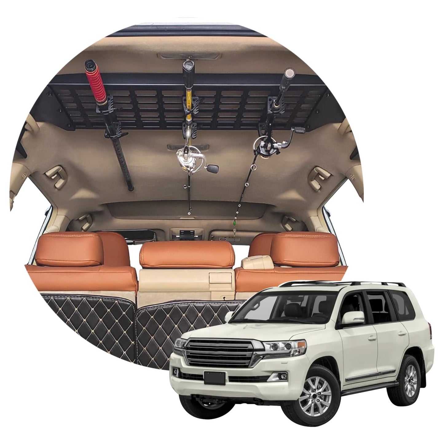 HIGH FLYING for Toyota Prado LC150/Lexus GX460 Car Molle Panels Storage Modular System Trunk Shelf Organizer Rear Cargo Racks (Roof Panel)
