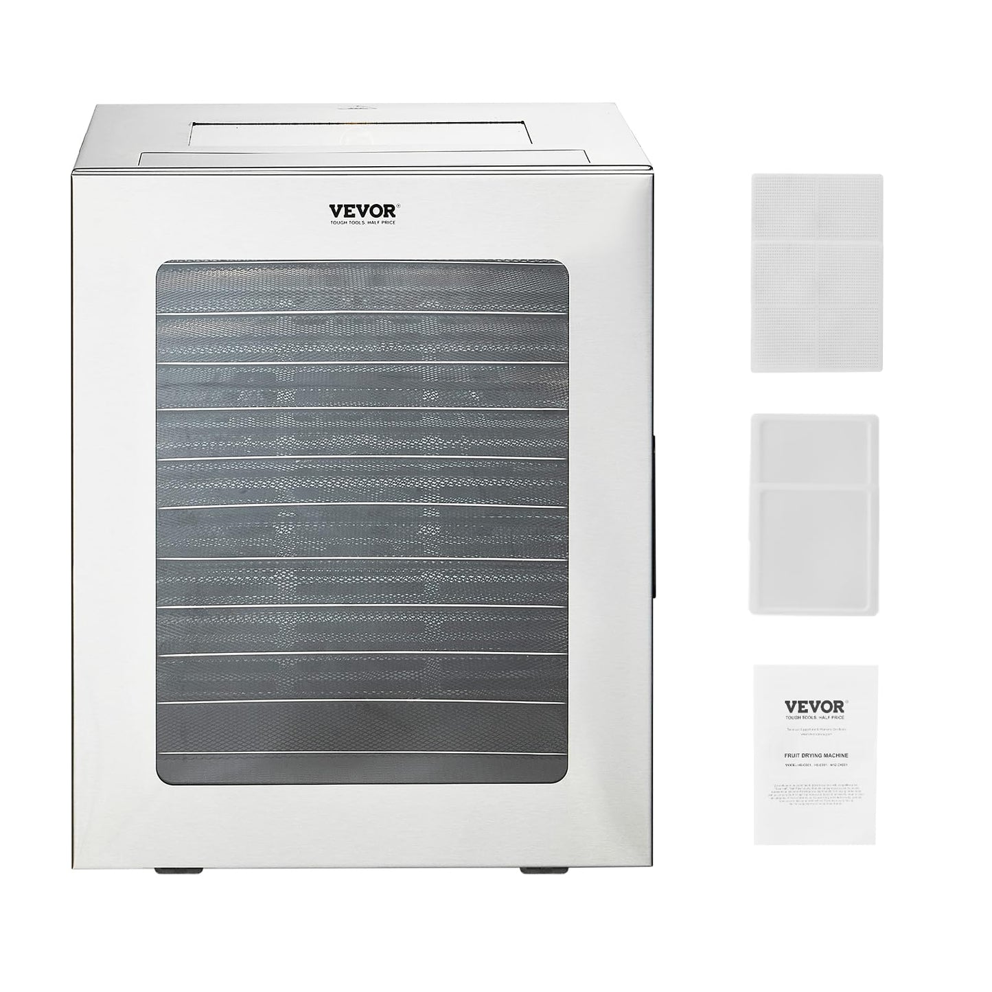 VEVOR Food Dehydrator, 12 Stainless Steel Trays Dehydrators Machine, 850W Food Dryer with Adjustable Temp & 24-Hour Timer, Dehydrator for Food and Jerky, Meat, Fruit, Vegetables, Herbs, Dog Treats