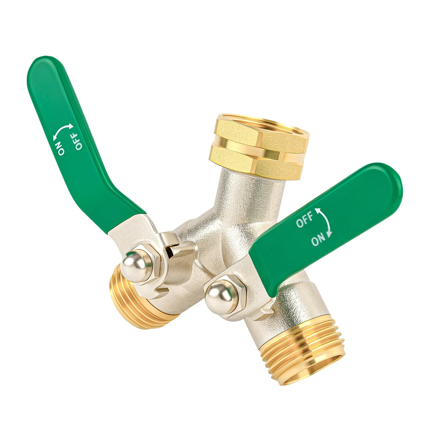 Love is War Hose Splitter 2 Way, High-flow Brass Garden Hose Splitters, Dual Water Rv Hose Bib Splitter, Heavy Duty Faucet Splitter, Outdoor Hose Connector, With Shut Off Y Valve 3/4 Inch Ght Thread.
