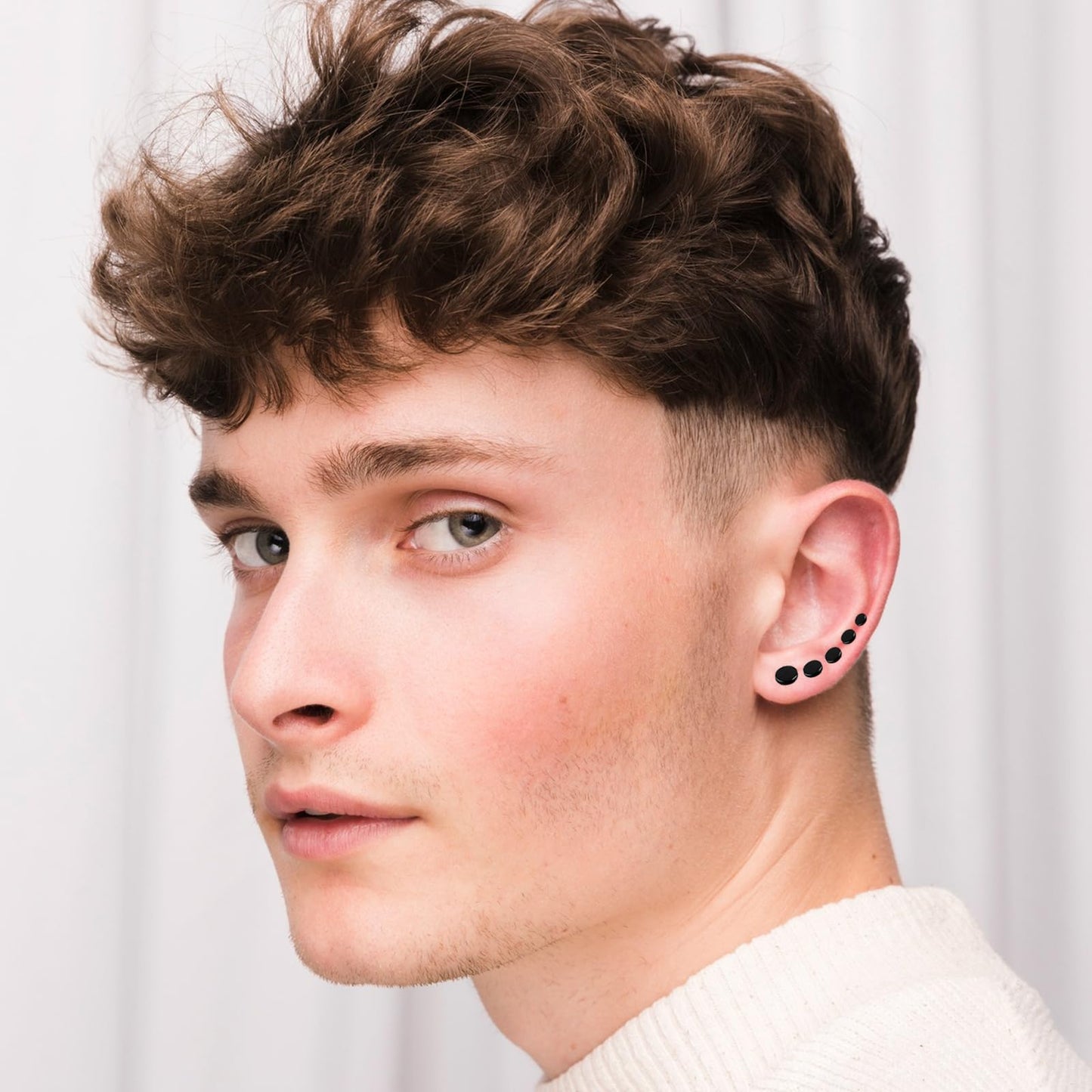 6 Pairs Flat Back Earrings, Black Earrings for Men Women Fake Plugs Faux Gauges Plugs Earring Stainless Steel Stud Earrings (4-10mm)