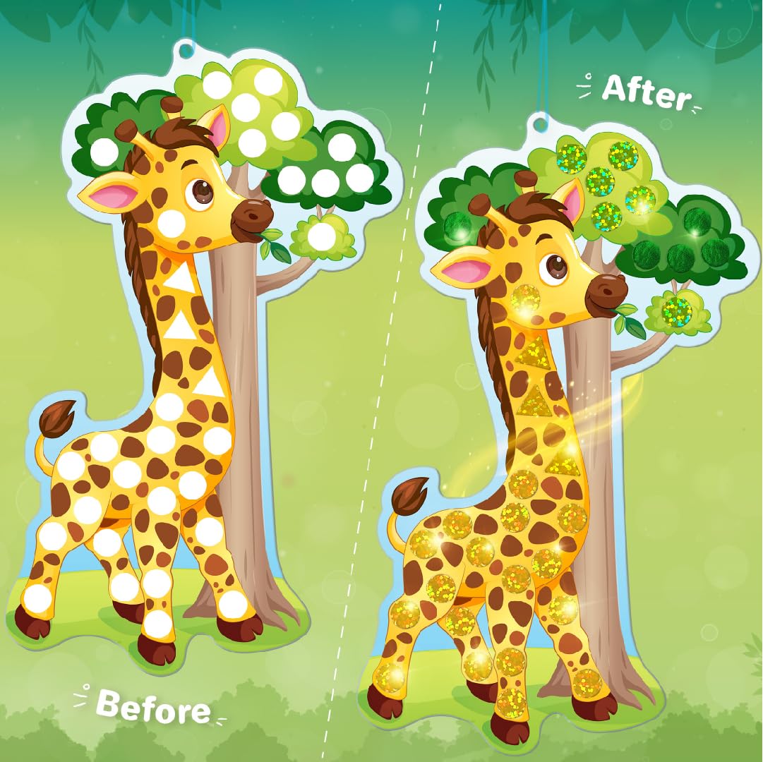 Imagimake Mirror Mosaic - Animals & Birds | 10 Templates, 950+ Stickers | DIY Dot Art Set | Craft Kits for Boys Ages 3-5 | Mess Free Kids Travel Activities | 3,4,5,6,7 Year Old Girl Birthday Gift
