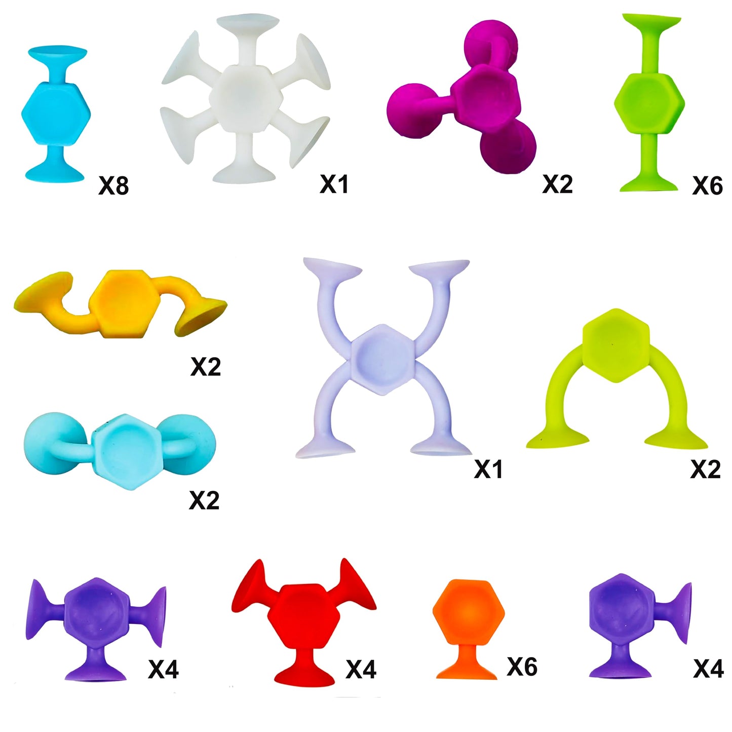 Toddler Bath Toys for Kids Ages 4-8，Suction Cup Fidget Spinner Baby, 42 pcs Suction Bathtub Toys for Toddlers 3-5, Starter Sticky Blocks for Bathtub, Sensory Toy for Kids 3 and Up