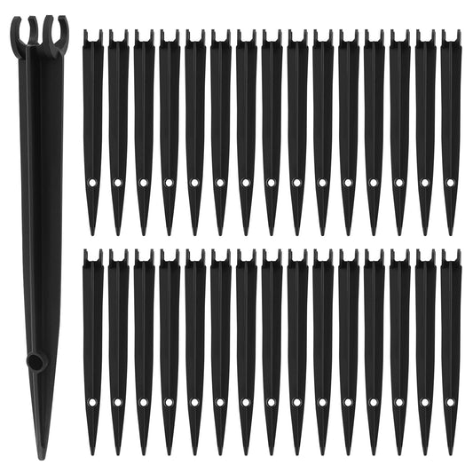 Kalolary 30PCS 1/4”Drip Irrigation Support Stakes, Drip Tubing Holder with Adjustable Height, 1/4 Inch Tubing Hose Holder for Drip Watering System Garden & Raised Beds, Prevents Clogging, Easy Install