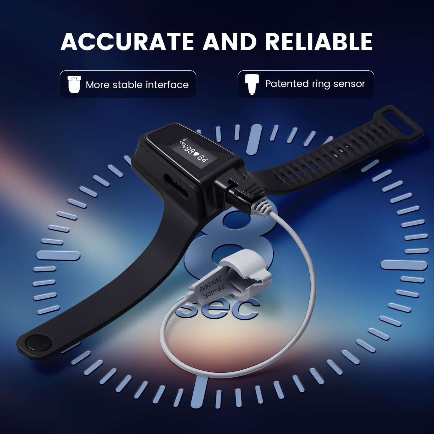 Wellue Wrist Pulse Oximeter| 100-Hour Endurance Blood Oxygen Monitor with Audible Reminder, Rechargeble Checkme O2 Ultra for Tracking SpO2 and Pulse Rate, Comes with Free PC Software & APP