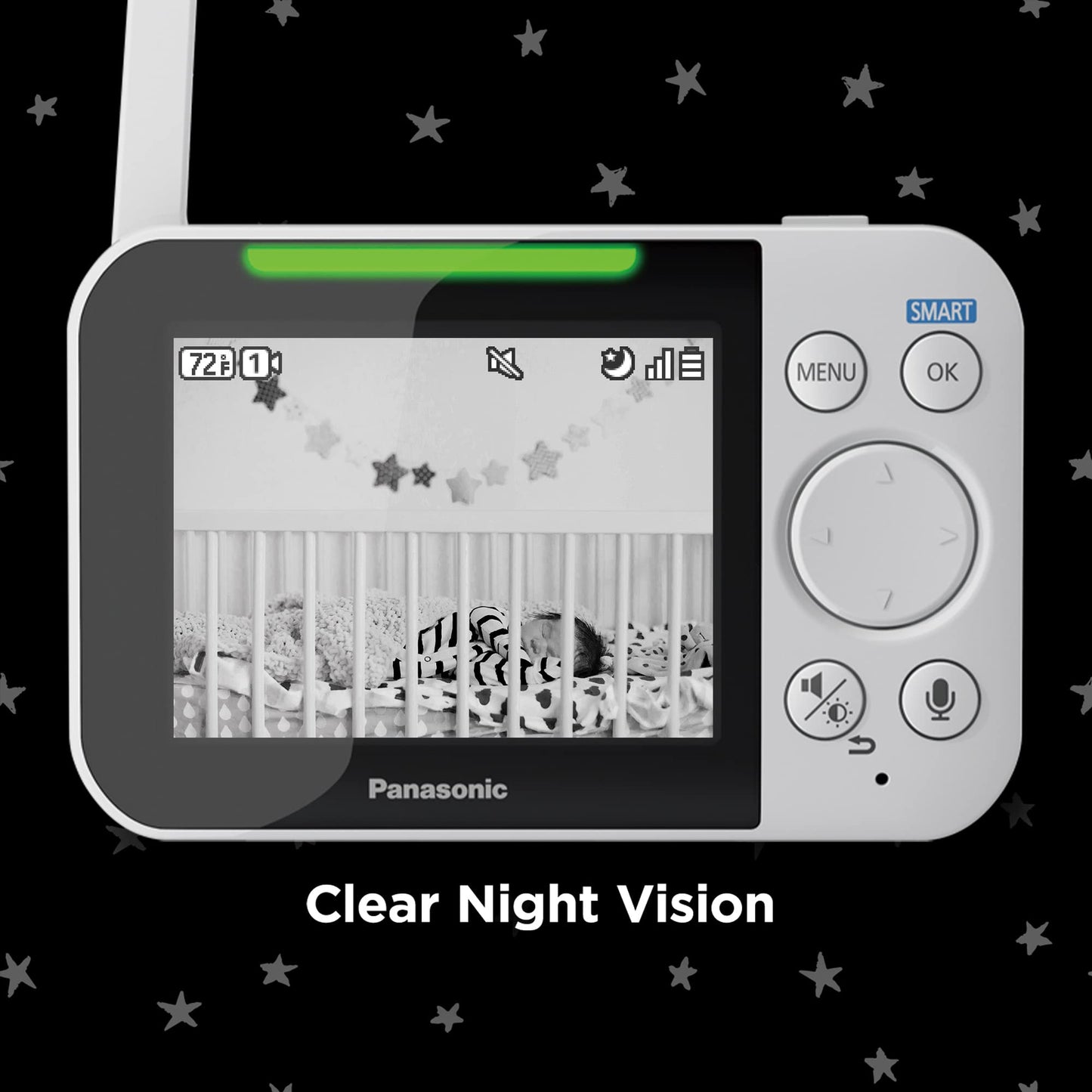 Panasonic Baby Monitor with Camera and Audio, 3.5” Color Video Baby Monitor, Extra Long Range, Secure Connection, 2-Way Talk, Soothing Sounds, Remote Pan, Tilt, Zoom,1 Camera, KX-HN4001W (White/Black)