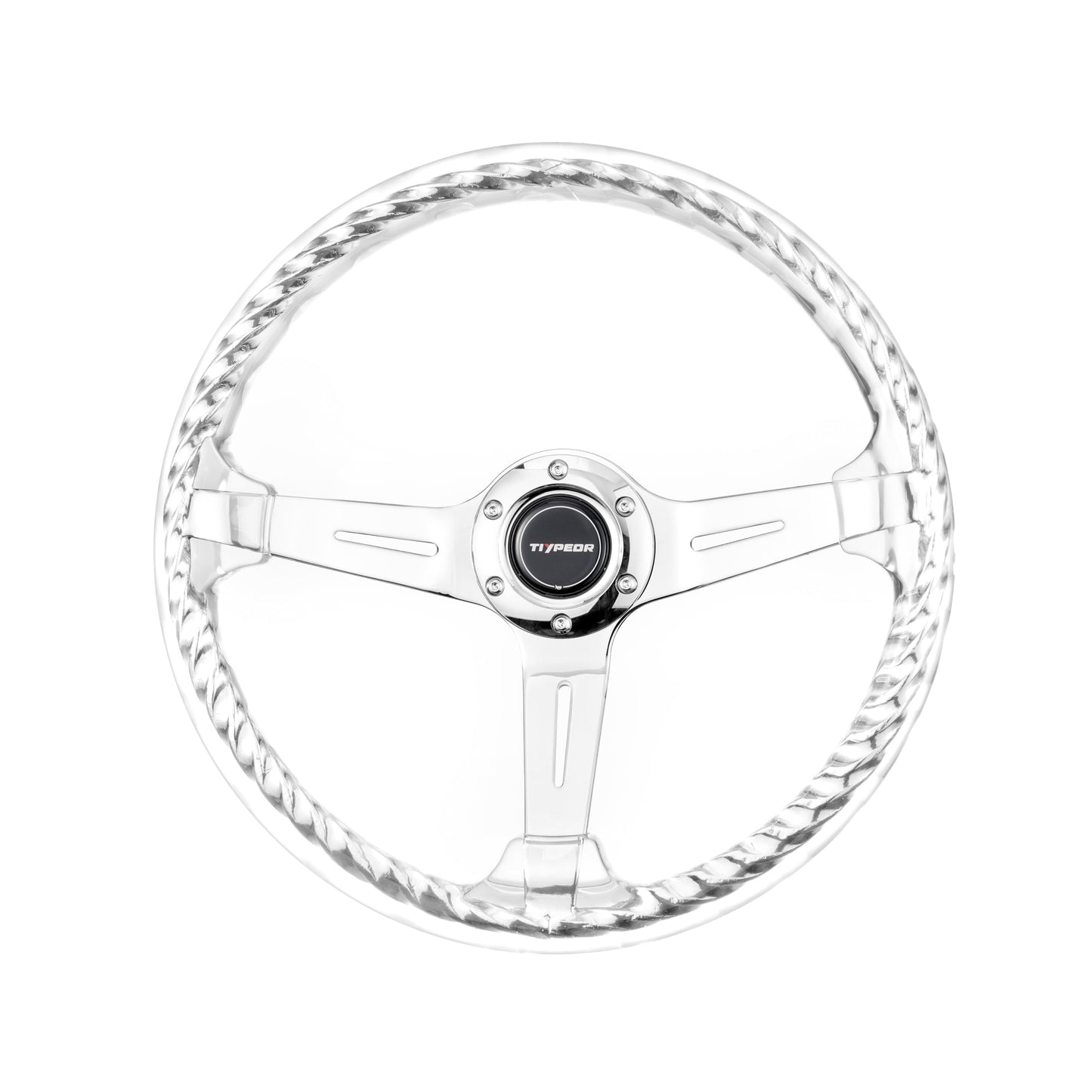 TIYPEOR Hitman Style 14 Inch Car Steering Wheel universal 350mm Clear Metal Twisting Steering Wheel with Accessories
