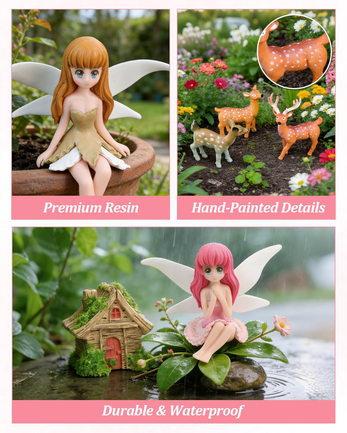 Avalution 70 Pcs Fairy Garden Accessories Kit – Miniature DIY Fairy Garden Accessories, Indoor & Outdoor Garden Decorations, Weather Resistant, Gift Bags Included