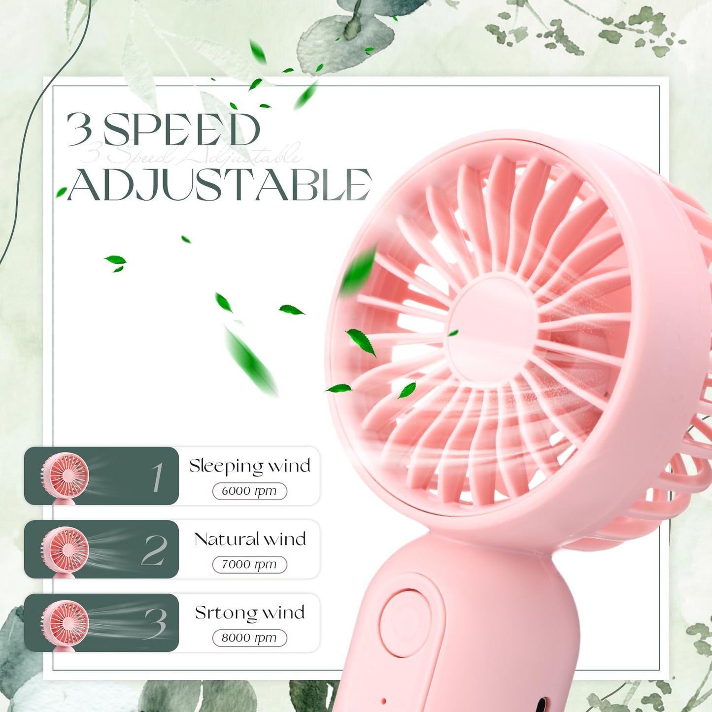 Retisee 50 Pack Wedding Portable Mini Handheld Battery Powered Fans Gift for Guests Thank You USB Small Personal Fan with 3 Speeds for Summer Bridal Shower Party Favor(Leaf,Pink)
