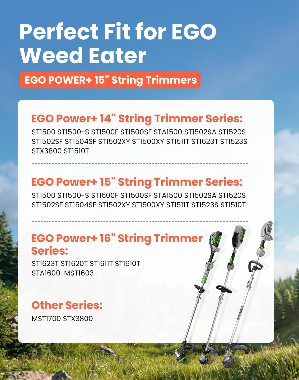 18 Pack (AL2420PD) Twisted Trimmer Lines Compatible with All EGO 15” String Trimmers, 0.095" 252FT Replacement Trimmer Line for EGO Weed Wacker, Dual Color Pre-Cut Heavy Duty Line for EGO Weed Eater