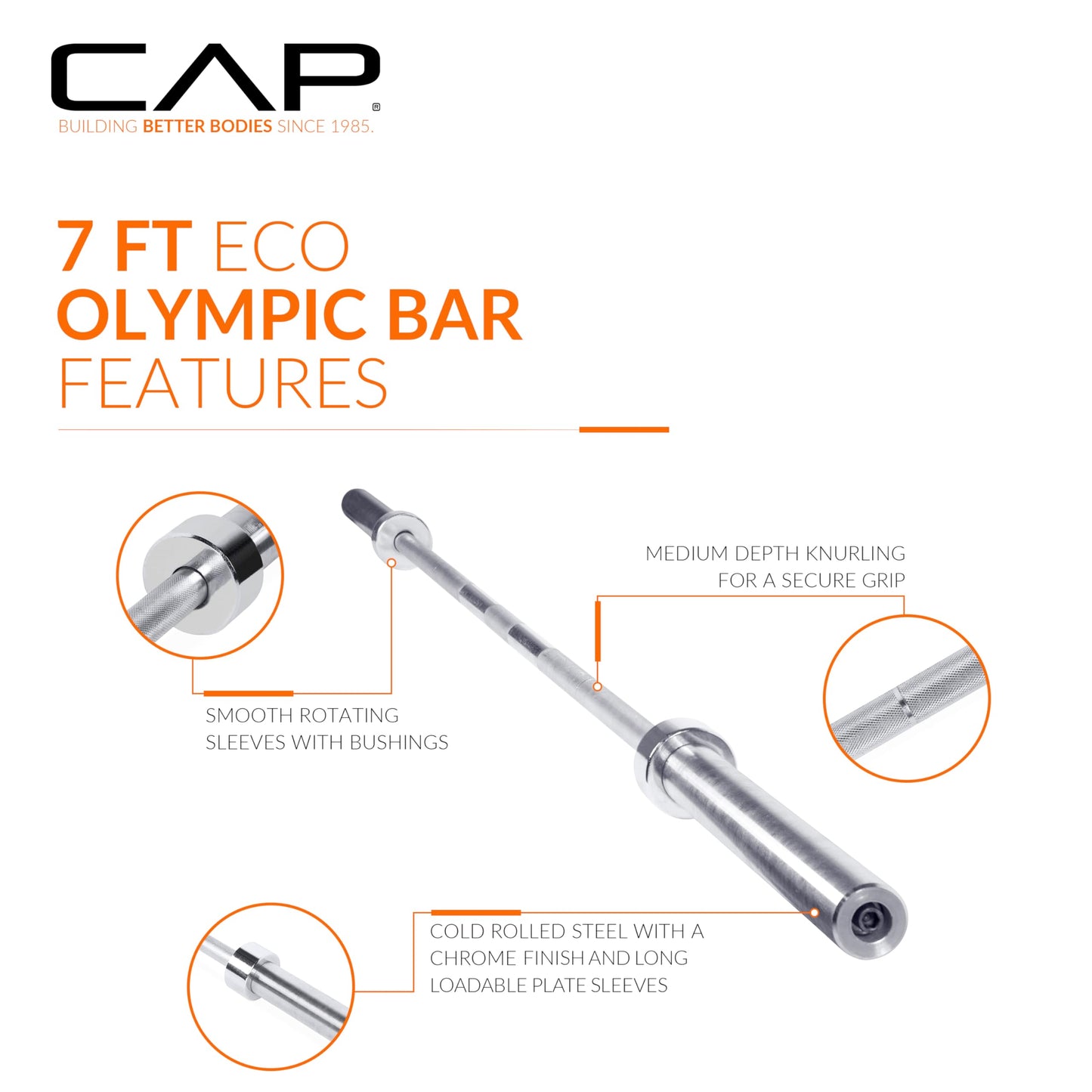 CAP Barbell 260 lb Economy - Speckled Olympic Weight Set with 7ft Chrome Barbell & Black Bumper Plates with Color Logo