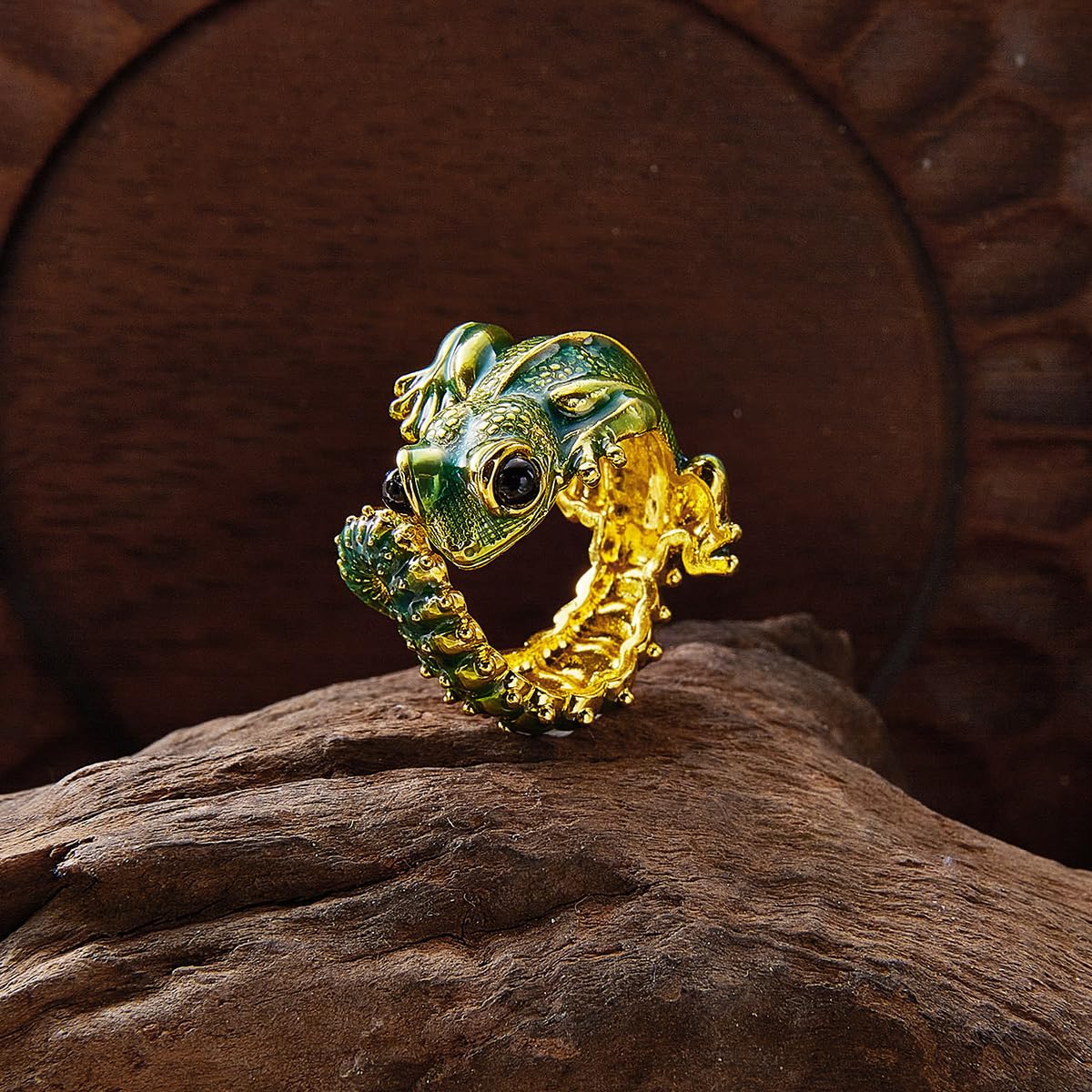 GYRMMUE Gothic Lizard Rings for Women Men Chameleon Animal Finger Rings Vintage Boho Goth Adjustable Open Ring Hypoallergenic Drip oil Ring Halloween Birthday Party Birthday Holiday Jewelry (Green)