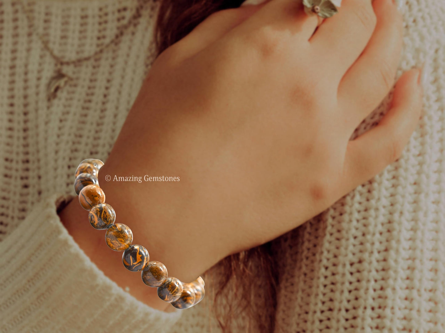 Amazing Gemstone Crystal Bracelet for Women Men's Gifts - Protection Healing Crystal Bracelet - 8mm Gemstone Beaded Stretchable Bracelet Pulseras Para Hombres Mujer Stocking Stuffers Mothers Day Gift (Mariyam Jasper)