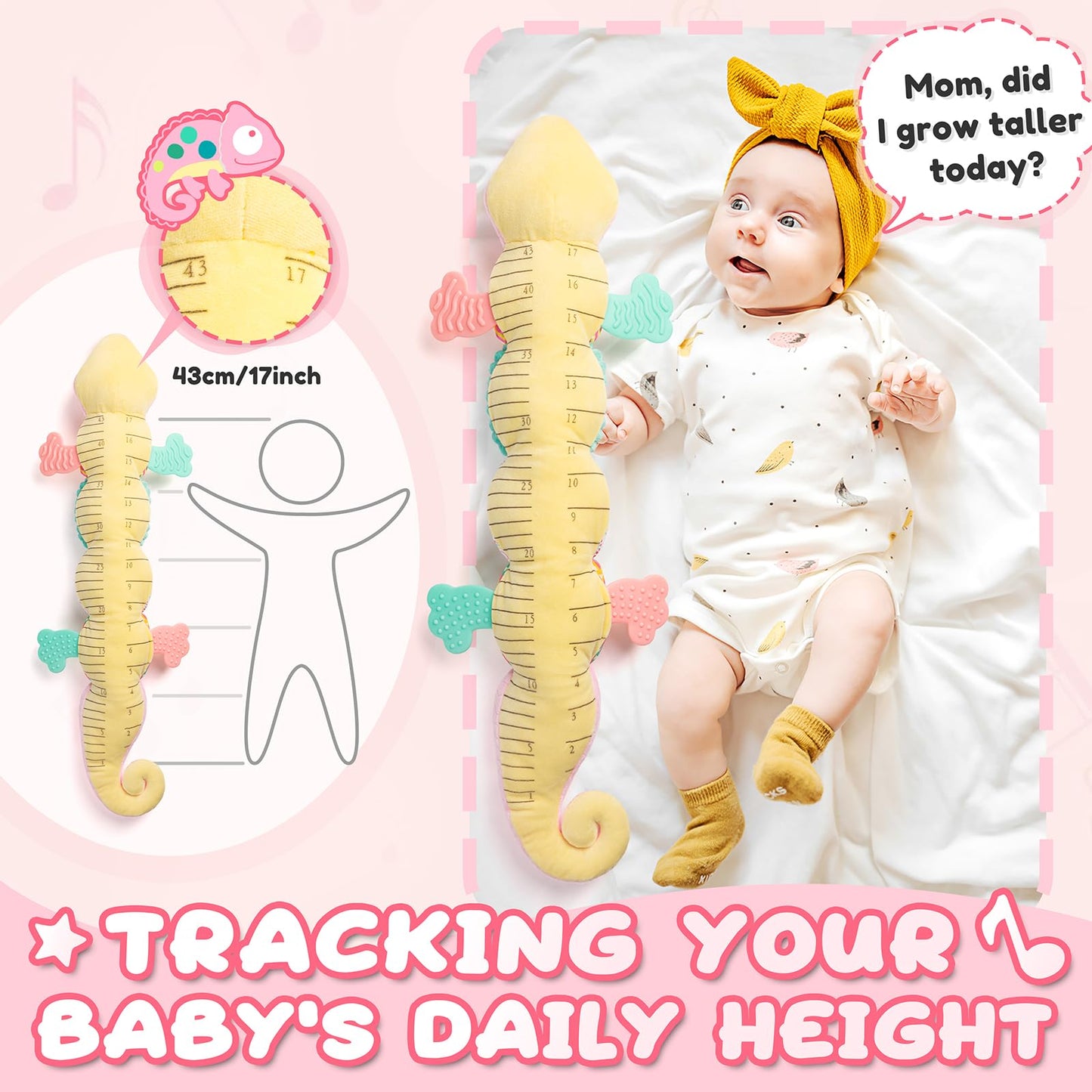 AWOTOY Baby Toys Sensory Musical Stuffed Animal Activity Soft Infant Toys 0-6-12 Month with Multi-Sensory Crinkle,Rattles&Textures,Baby Girl Toys Easter Gifts Newborn Tummy Time Easter Basket Stuffer