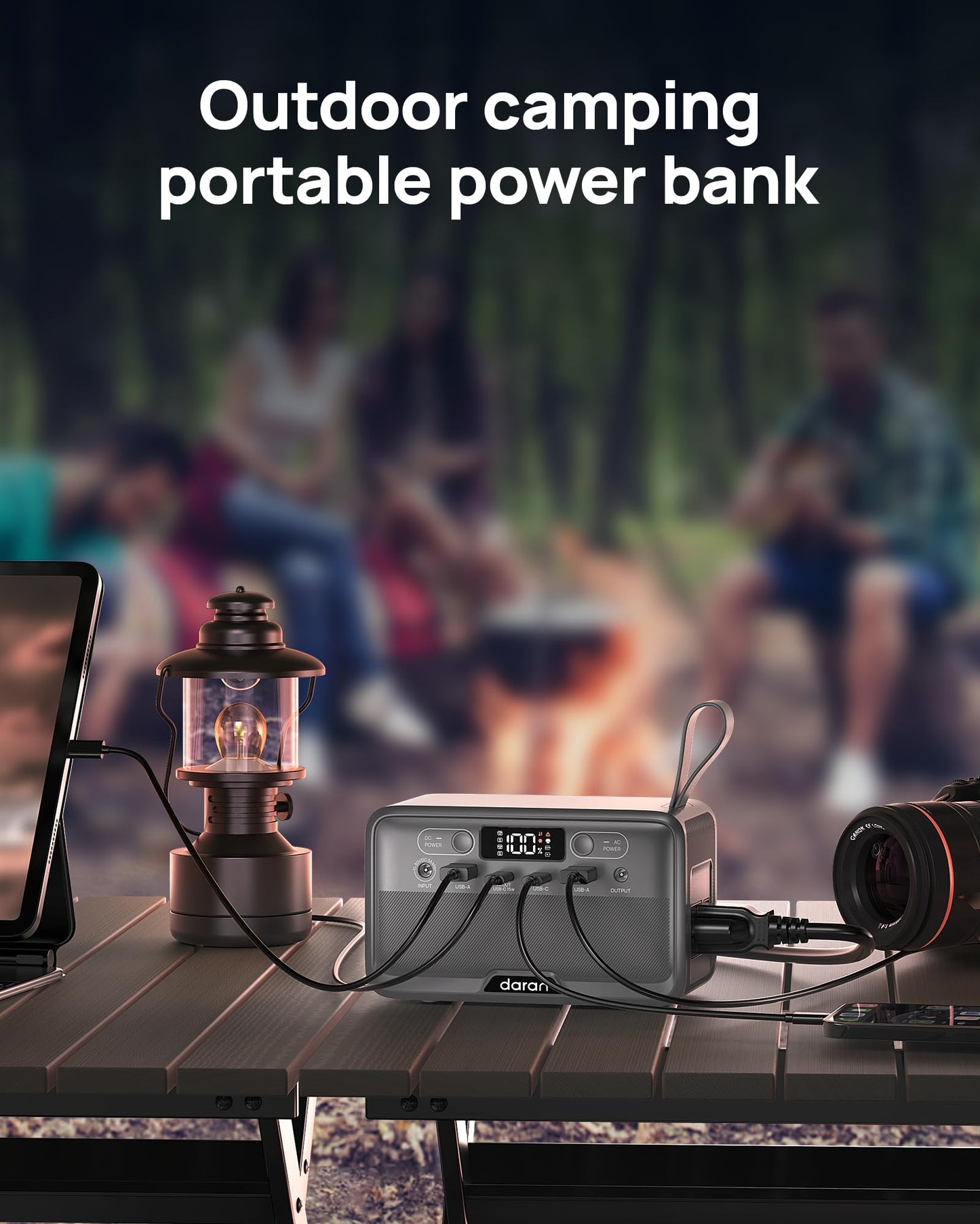 DaranEner Portable Power Station 28,000mAh LiFePO4 Battery, 100W(200W Peak) Solar Power Bank, Portable Charger Mini Generator with AC Outlets & PD Fast Charging for Laptop/Camping