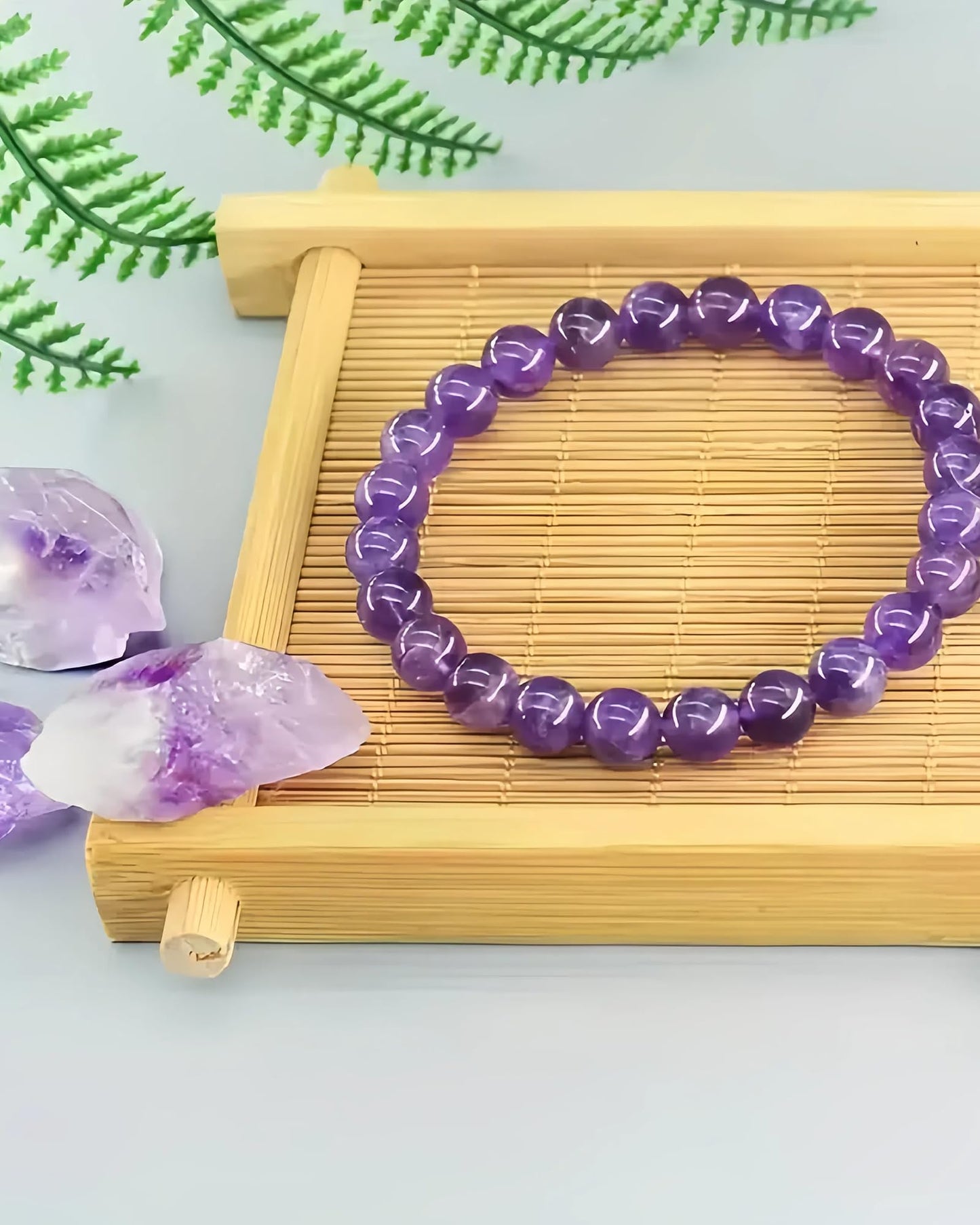 LANWLOSI Amethyst Bracelet for Women Natural Amethyst Beaded Bracelet Anxiety Relif Yoga Meditation Healing Bracelets Jewelry Gifts for Her