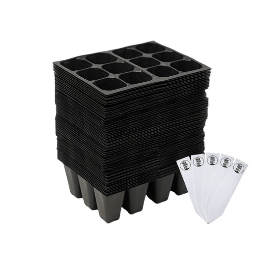 The Hydroponic City Seed Starter Trays, 720 Cells (120 Trays - 6 Cells Per Tray) + Plant Stakes