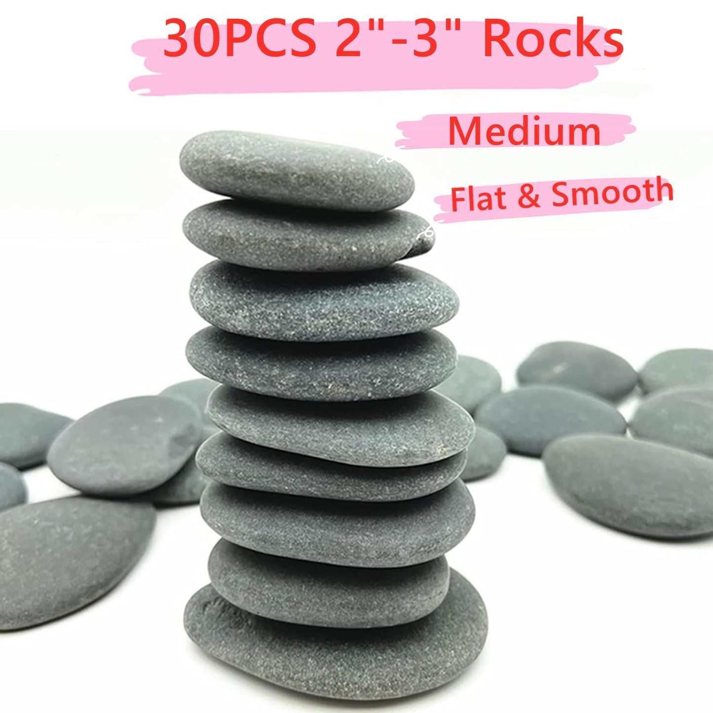 Lifetop 30PCS Painting Rocks, 2"-3" Inches DIY Rocks Flat & Smooth Kindness Rocks for Arts, Crafts, Decoration, Natural River Rocks for Painting,Hand Picked for Painting Rocks