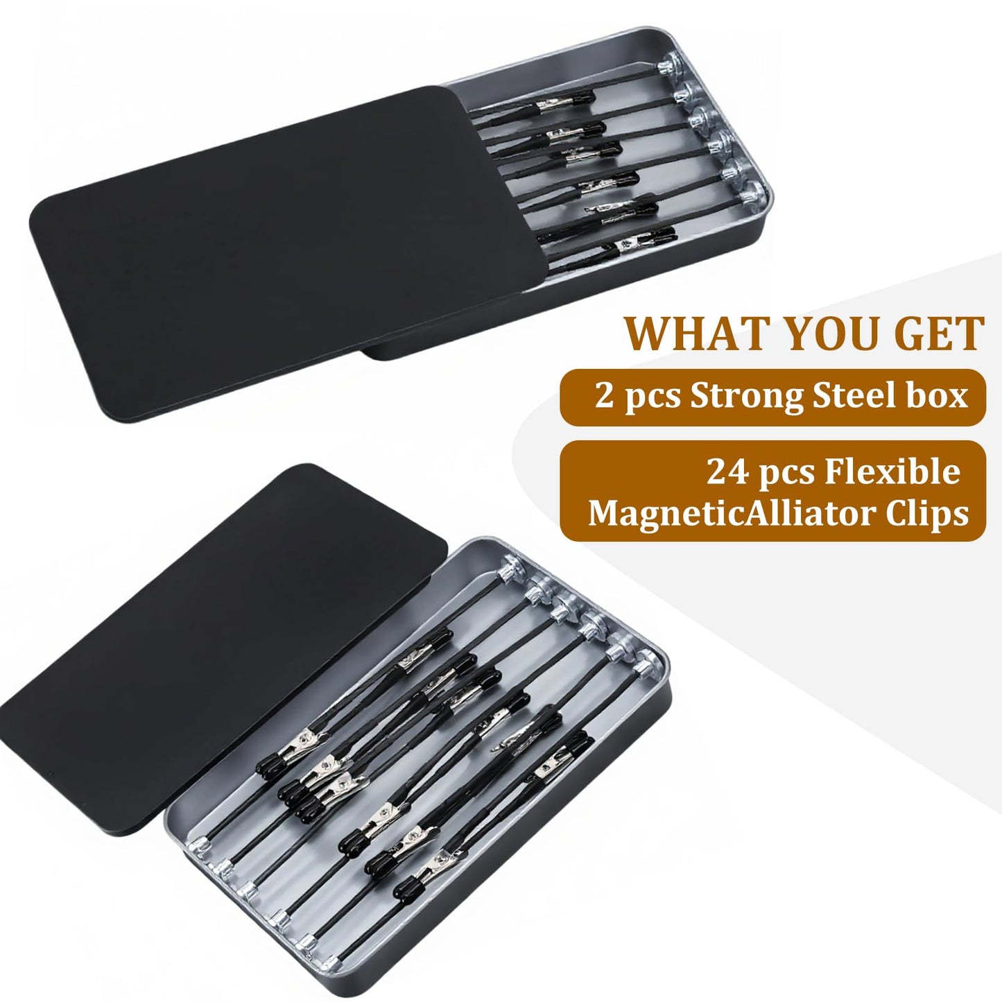 eZAKKA 2pcs Painting Stand Base Holder with 24pcs Bendable Magnetic Alligator Clips Sticks Kit for Gundam Hobby Model Painting Airbrush Model Coloring, Black