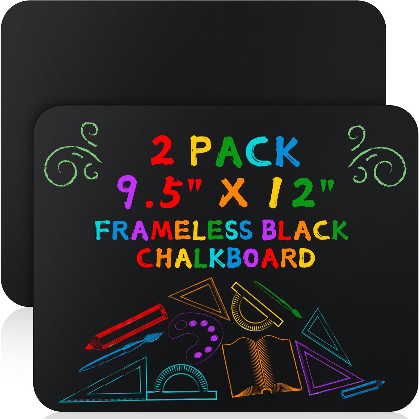 Humyoun 2 Pcs Chalk Board for Kids Bulk 9.5" x 12" Double-Sided Wooden Frameless Chalkboard Sign Blackboard for Kids Student School Classroom Home Office Restaurant Birthday Party Favors
