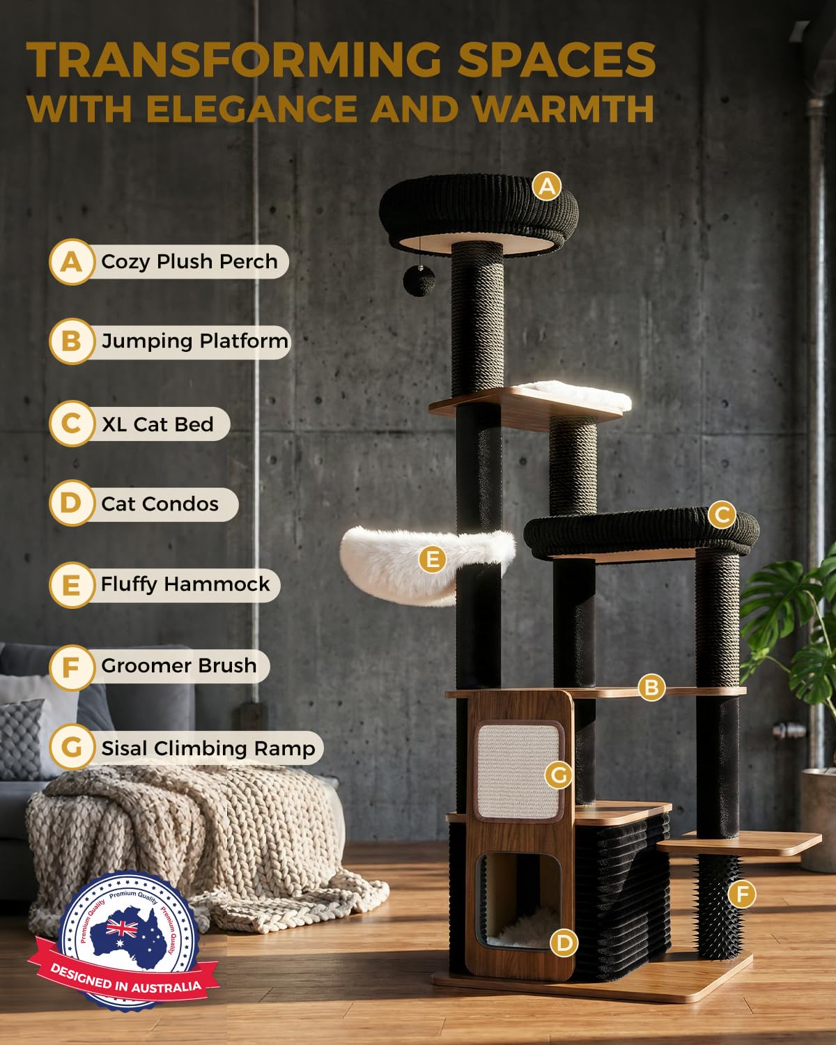 Purrlato Bundle-2 Items: 61" Cat Tree+ 63" Modern Cat Tree