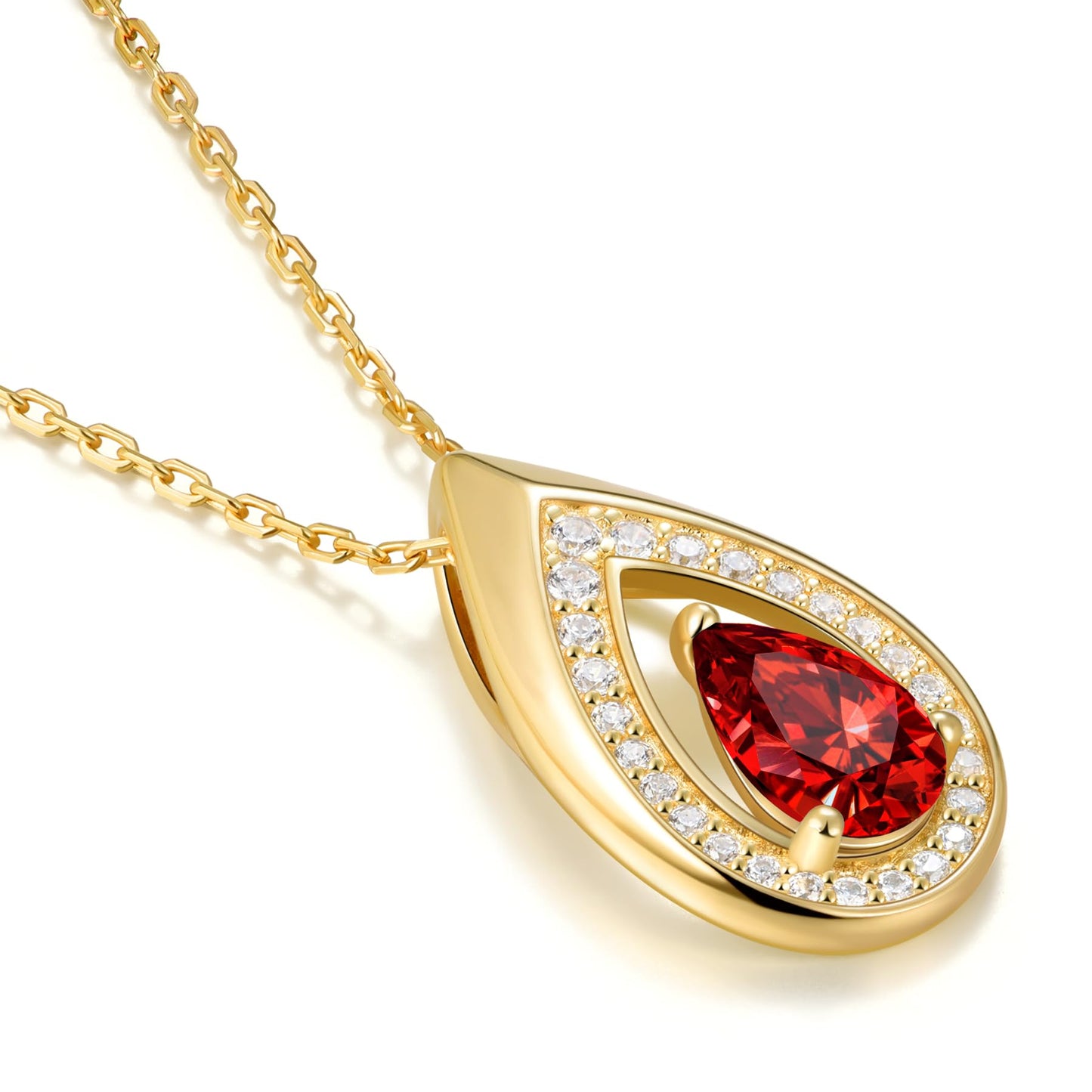 Kstyle 14k Gold Garnet January Birthstone Pendant Necklaces for Women Birthday Gift Anniversary Valentine's Day Jewelry for Wife Daughter Grandma Mom Sister Non Tarnish