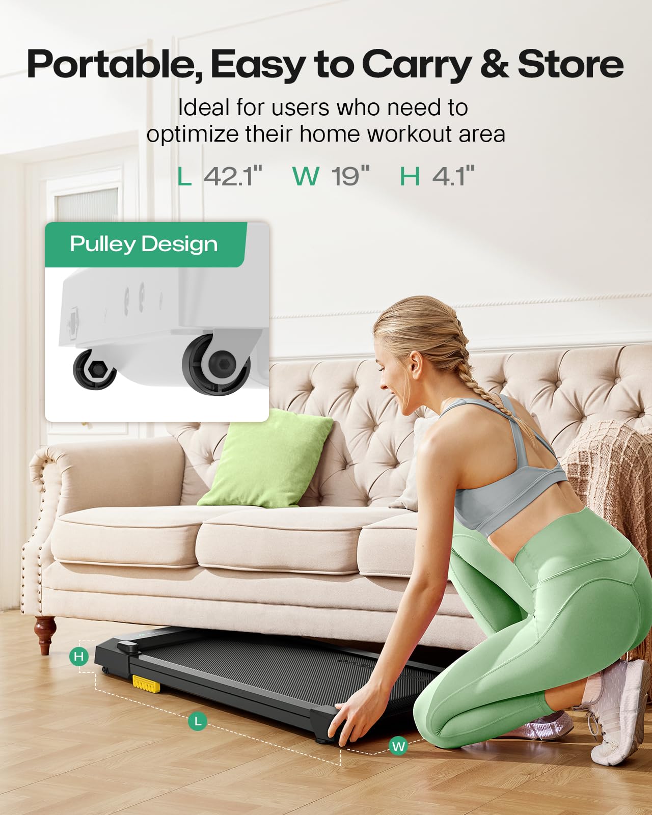 UREVO Smart Walking Pad, Standing Desk Treadmill with Double Shock Absorption, Quiet Operation, Workout APP with Track Insights and MIIT Mode, Plug and Play, Remote or APP Control for Home Office