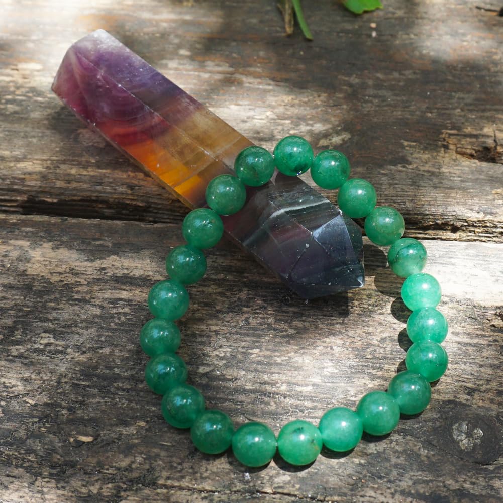8mm Green Aventurine Bracelet for Women Men | Natural Luck Prosperity Stone Beads - Handmade Heart Chakra Crystal Jewelry for Abundance Meditation | Beading Tool Kit - Fits for 7-8" Large Wrist
