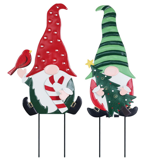 YEAHOME Fall Decorations for Home Outdoor, 2 Pack 25" Decorative Garden Stakes with Gnomes Pumpkin for Fall Decor, Metal Yard Signs for Outside Garden Lawn Porch Patio Thanksgiving Decorations