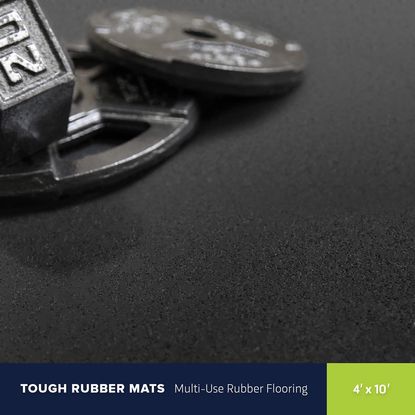 Flooring Inc 1/4" Tough Rubber Flooring Roll | Flexible Recycled Rubber Gym Floor Mats for Home Gym | Heavy Duty Rubber Mat for Home Gyms, Sheds, Horse Stall Mat or Trailer | 4’x10’ | Black