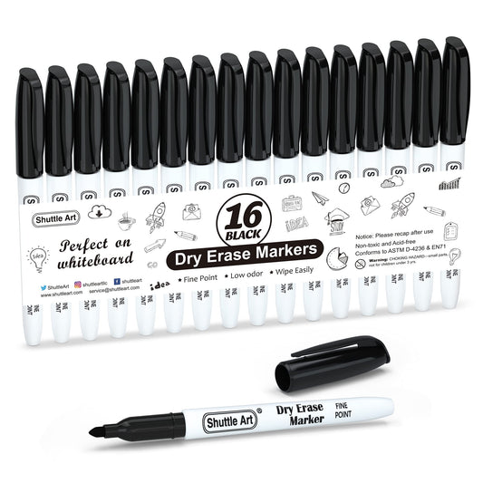 Shuttle Art Dry Erase Markers, 32 Pack 16 Colors Magnetic Whiteboard Markers with Erase, Fine Point Dry Erase Markers Perfect For Writing on Whiteboards,Mirrors for School Office Home