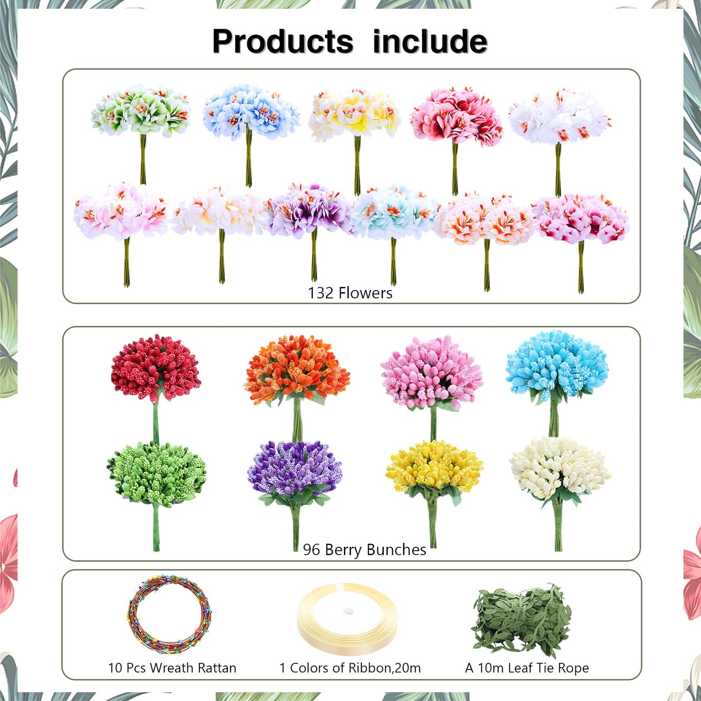 Flagogoo 22 Sets DIY Flower Crown Kit - Flower Making Kit- Handmade Your Own Flower Crowns for Women Hair Accessories Headband Making Kit for Girls - Wedding Birthday Party Festival Decor
