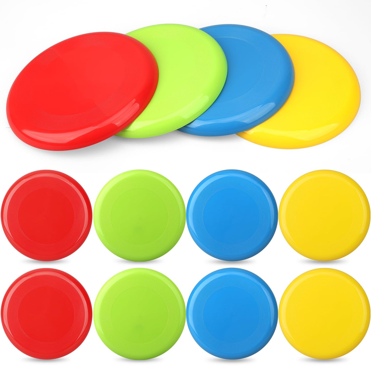 Amarlozn Jumbo 8" Flying Disc Toys for Kids Adults, 8 Pack Flying Sport Yard Ring Toy for Outdoor Beach Accessories Backyard Lawn Park, Toss and Catch Game Sports Toy for Boys Girls