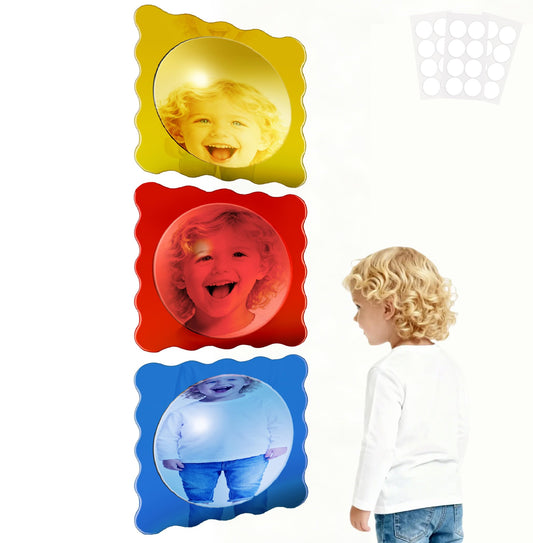 3 PCS Sensory Wall Mirror, 10″ x 10″ Acrylic Bubble Mirror with Adhesive Dots, Visual Tactile Stimulation Item for Play Room, Calming Corner, Sensory & Science Room, Home Decor, Easter, Birthday Gift