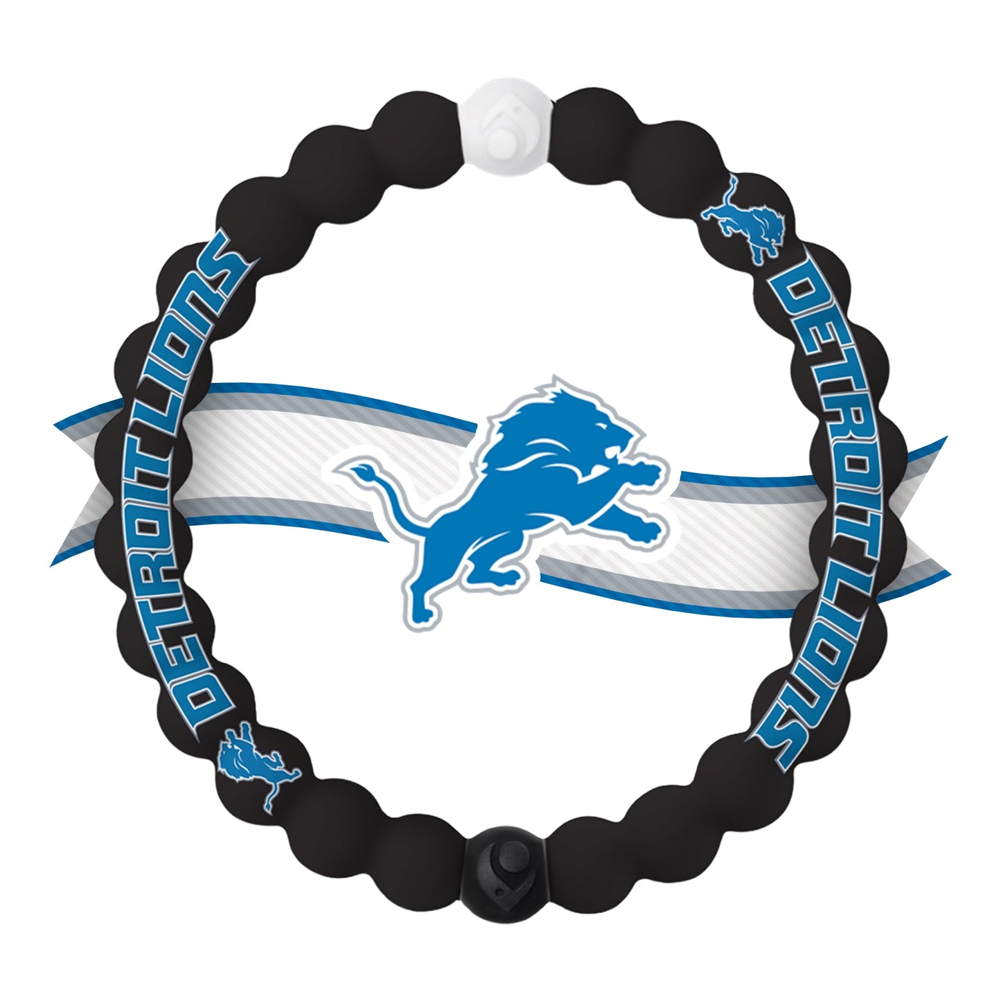 Lokai NFL Football Collection Silicone Beaded Bracelet, Detroit Lions Logo Black (Medium) - Beaded Bracelet for Women & Men, Silicone Jewelry Bracelet Slides-On for Comfortable Fit