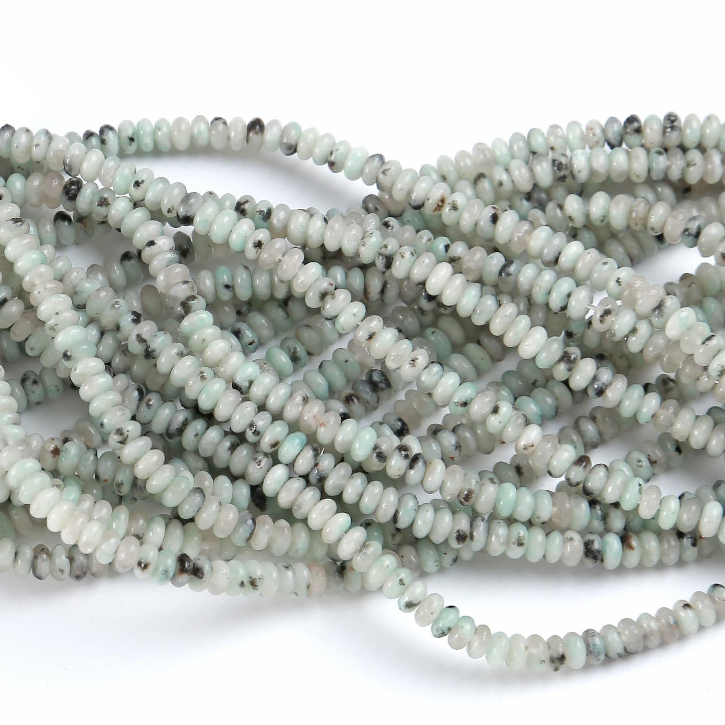 150PCS 2x4mm Natural Tianshan Blue Jaspers Stone Rondelle Beads Abacus Disk Stone Beads Round Loose Spacer Gemstone for DIY Bracelet Necklace Jewelry Making