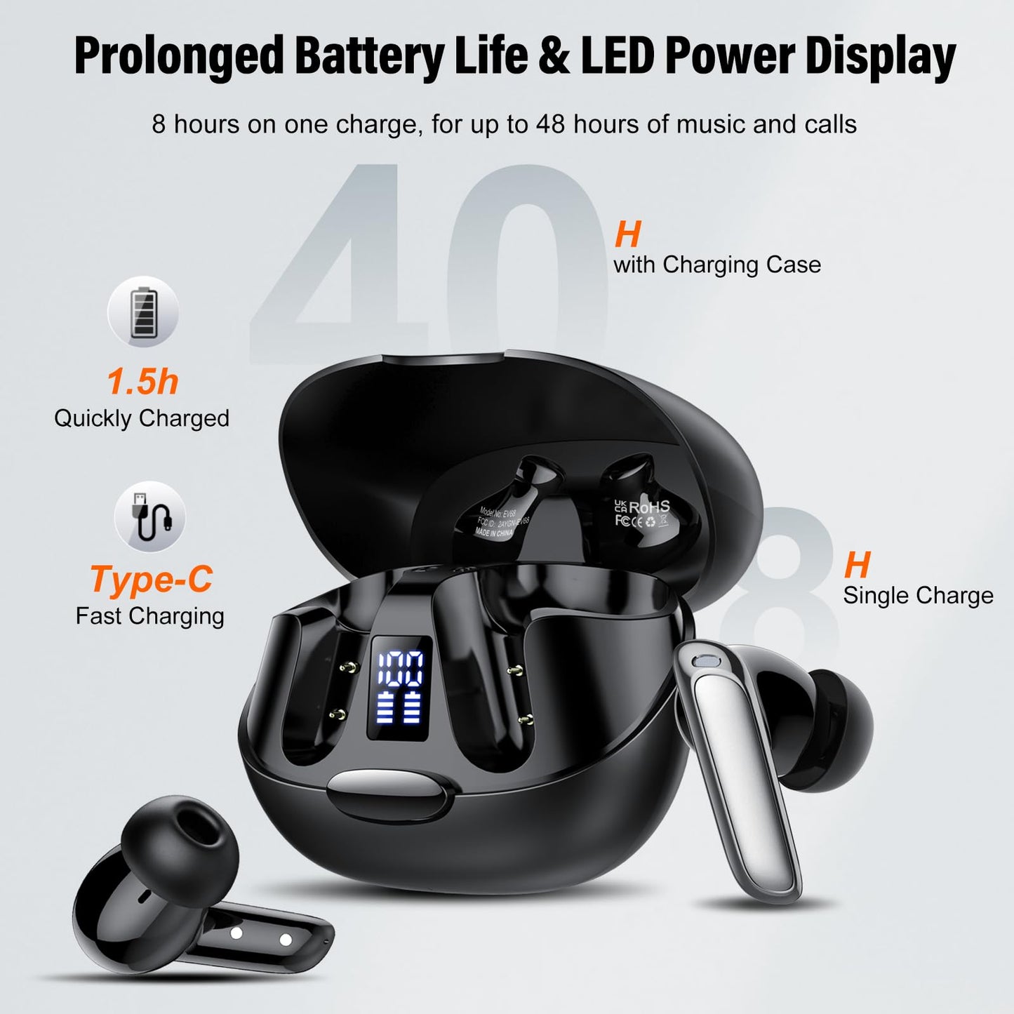 AI Language Translation Earbuds, 3-in-1 Translator Earbuds Real Time with 5 Translation Modes with APP, 164 Language Bluetooth 5.3 Headphones Translating Device for Travel/Business/Leaning, Dark Night