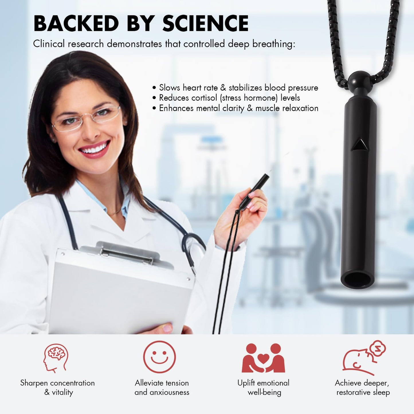 AD ADASTONE Breathing Necklace for Anxiety Relief Breathlink Anti Smoking Necklace Stop Smoking Aids Quit Vaping Tools for Smoking Cessation Fum Vaporless Inhaler for Natural Calm Stress Relief