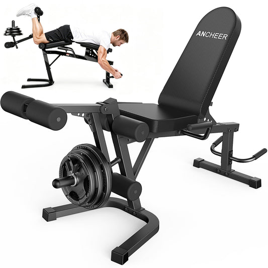 ANCHEER Leg Extension and Curl Machine, 880LBS Adjustable Leg Curl Machine, Seated Leg Extension and Lying Curl Machine for Home Gym, Leg Workout Equipment Compatible with 1" and 2" Plates