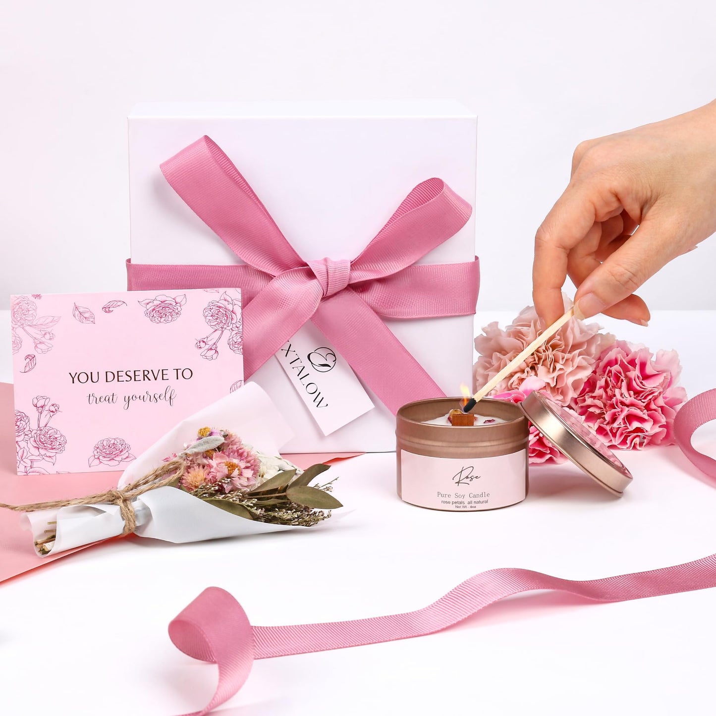 EXTALOW Spa Gifts for Women Bath and Body Gift Baskets Mothers Day Gift Rose Home Spa Set Self Care Gifts for Mom Sister Her Wife Birthday Gifts for Women Spa Kit Care Package Thank You Gift