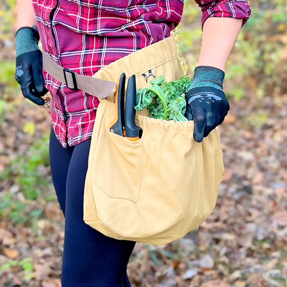 UpBloom - Harvest & Weeding Waist Apron with Pockets - Berry Picker/Garden Apron/Foraging Bag for Harvest - Vegetables, Fruits - Gardening Supplies & ...