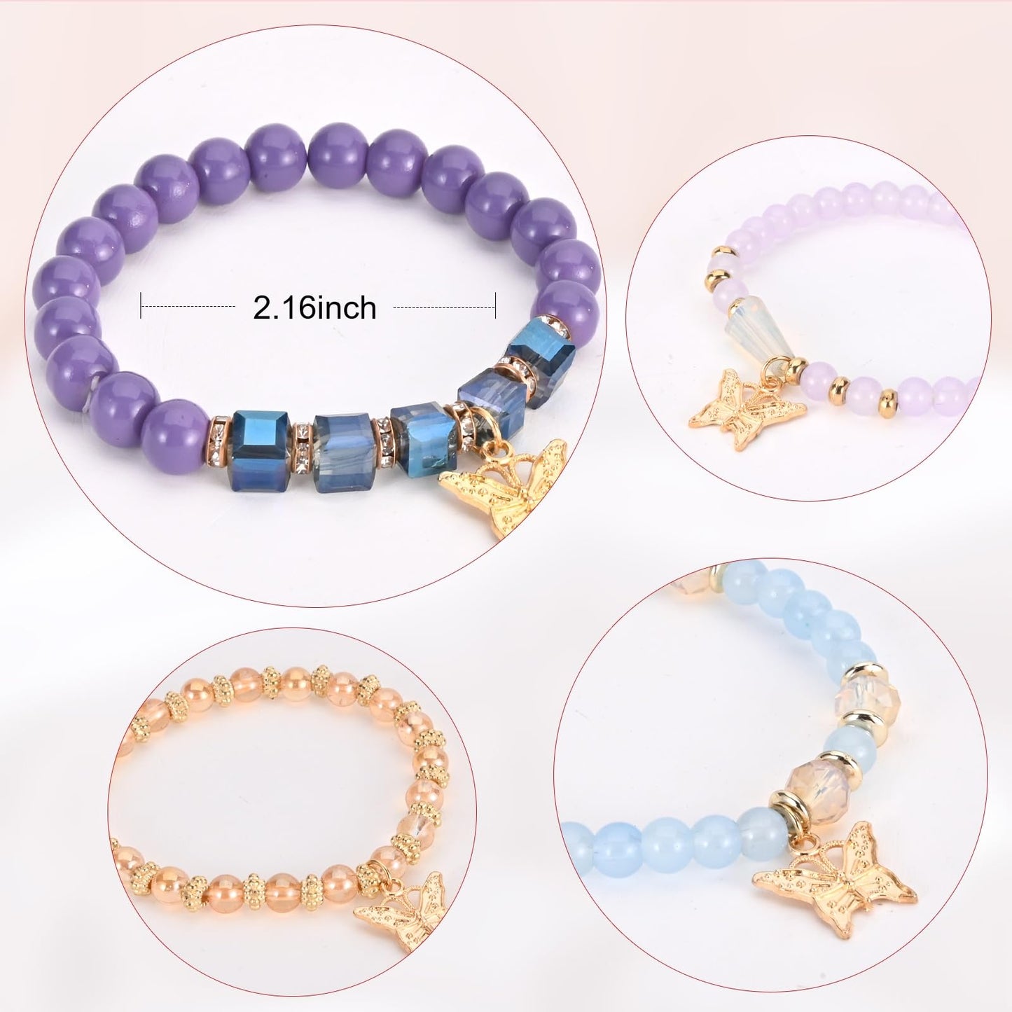 Bohemian Bracelet Sets for Women - 6 Sets Stackable Stretch Bracelets Multi-color Boho Jewelry for Women Hippie Bracelets Dainty Jewelry (Multicolor bead bracelets)