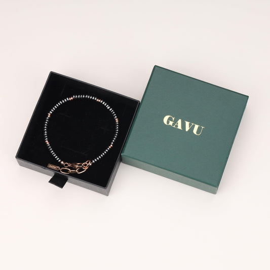 GAVU Crystal Jewelry, Stainless Steel Hematite Stone Beaded Bracelet for Men, Rosegold Bracelet for Men