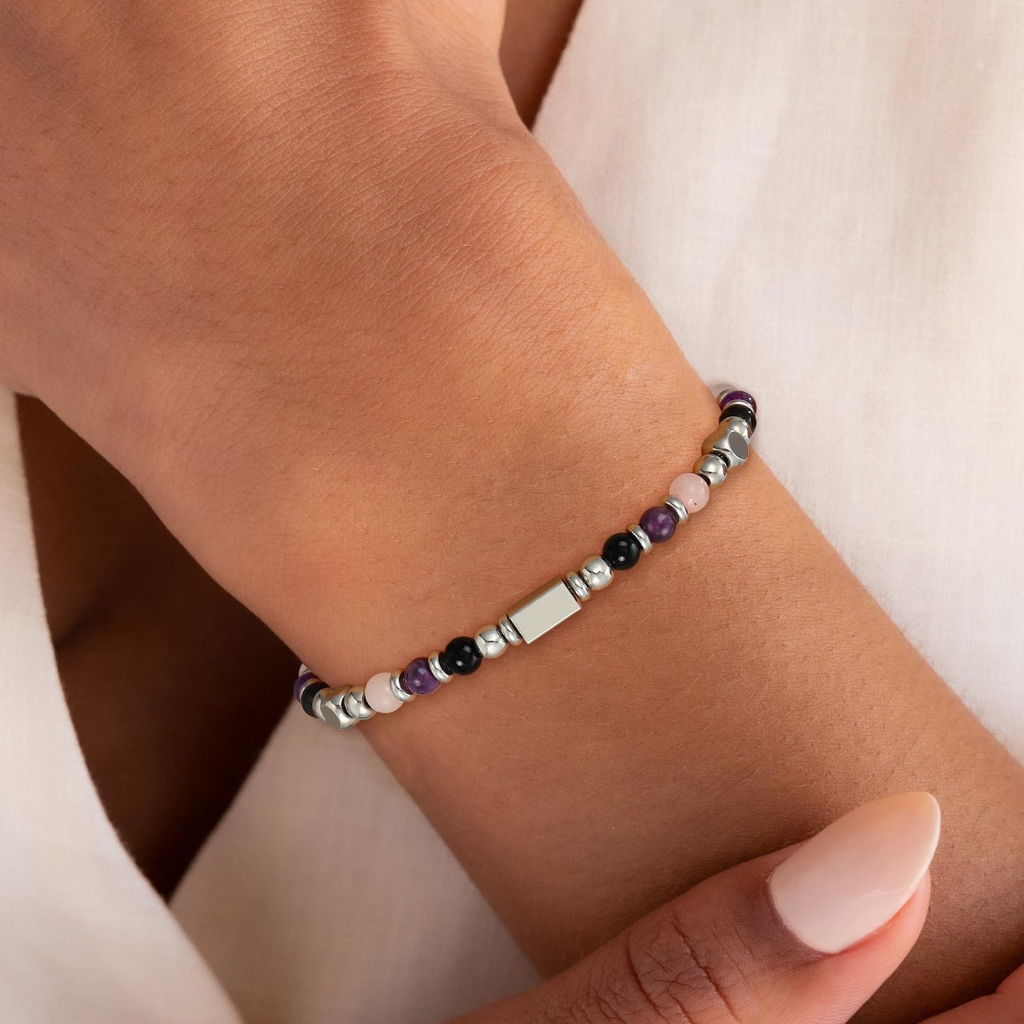 ESPVO Anxiety Relief Bracelet for Women Items Gifts Stress Healing Crystals Kalm Bracelet Menopause Depression Amethyst Anti Comfort Panic Attack Worry Jewelry Natural Stones Easter Basket Stuffers