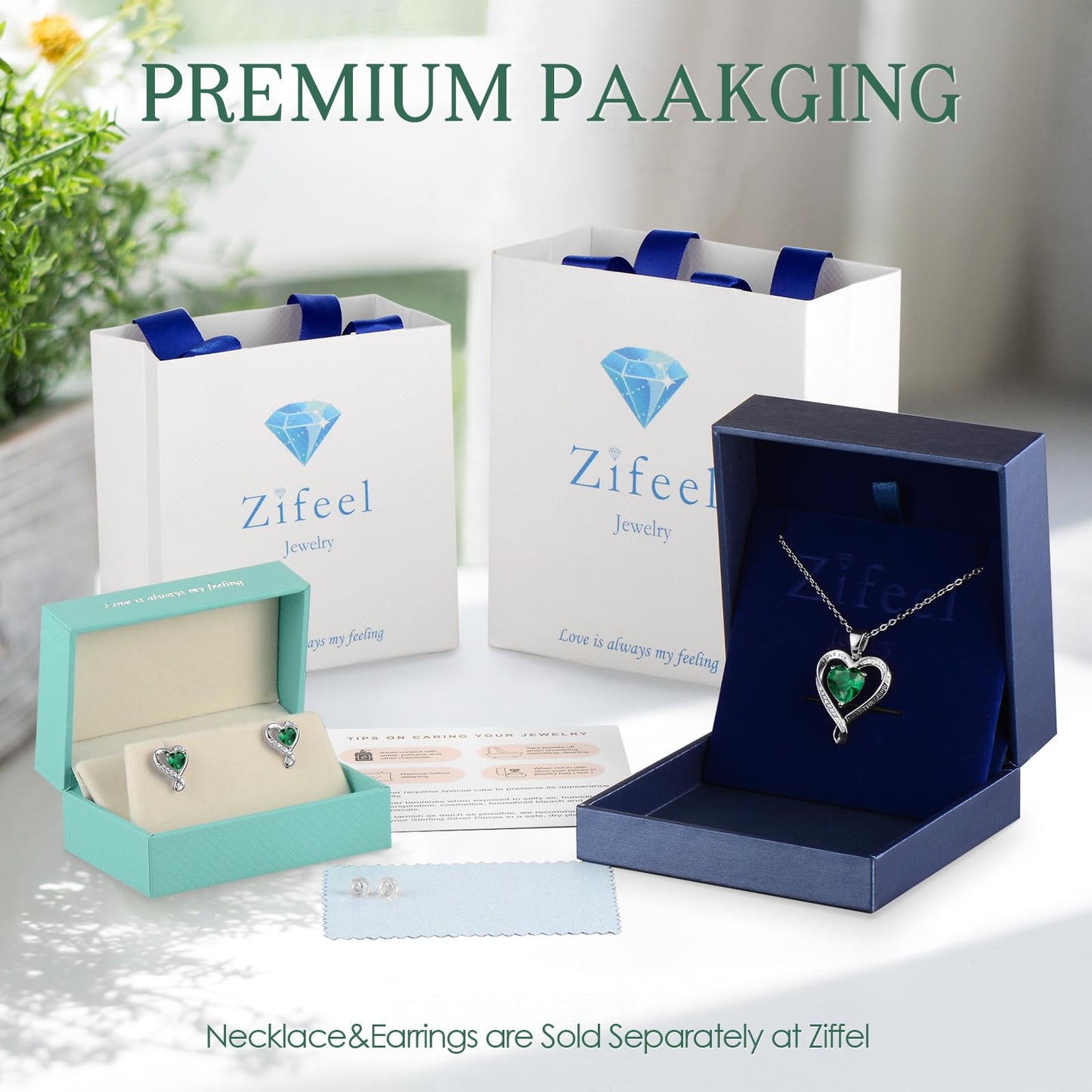 Zifeel Earrings for Women - 925 Sterling Silver Birthstone Heart Studs Earring for Girlfriend Wife - Anniversary Birthday Christmas Valentines Mother’s Day Gifts Jewelry for Women Wife Her Mom