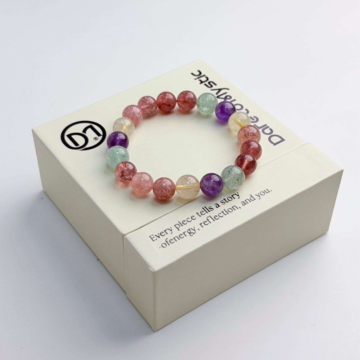 Dare to Mystic Multistone Healing Crystal Bracelet for Women Strawberry Quartz, Amethyst & Green Aventurine Beaded Bracelet, Balance & Renewal Energy Jewelry, Meaningful Gift