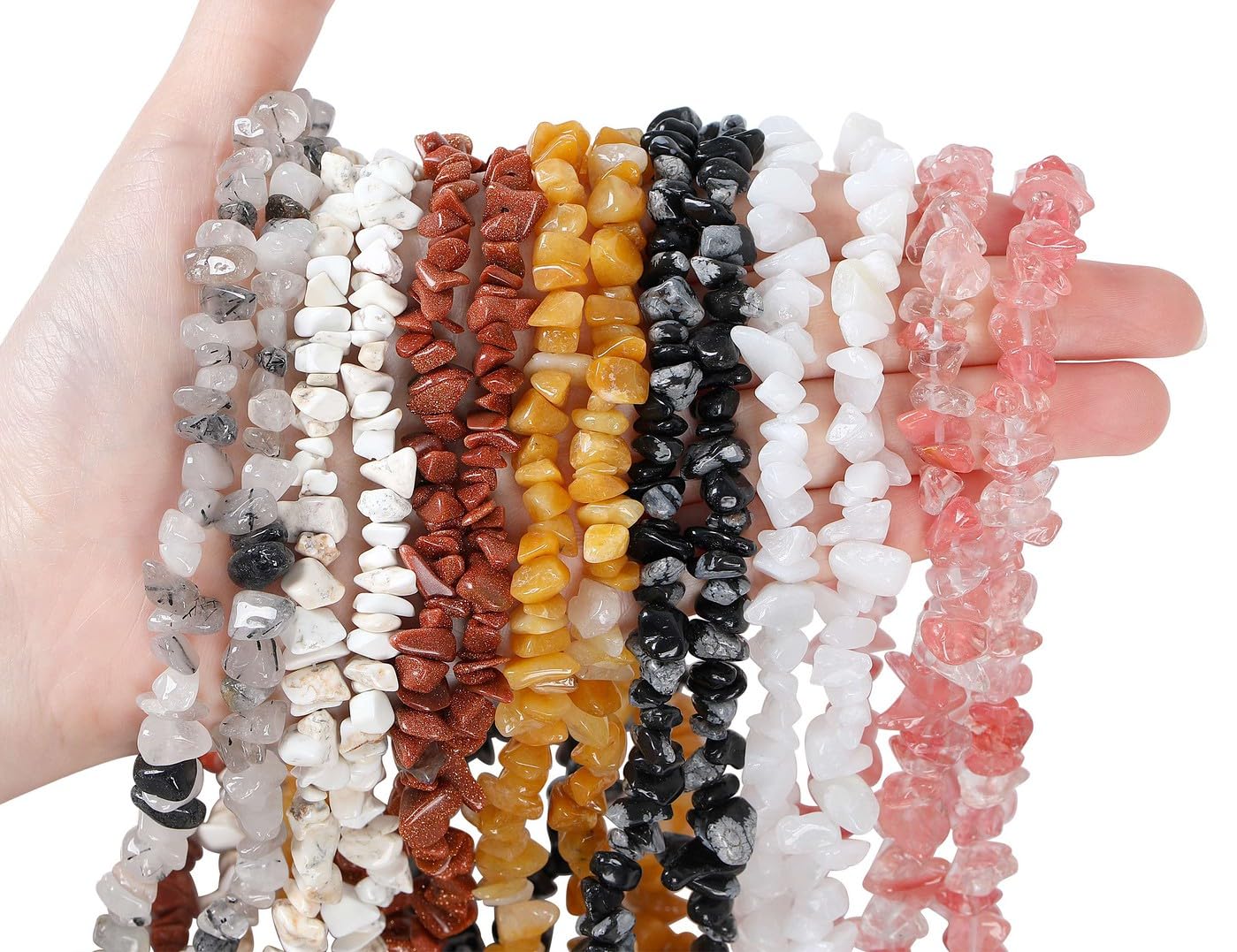 LAIDANLA White Jade 400pcs Natural Chip Stone Beads 5-8mm Healing Crystal Irregular Gemstones Drilled DIY Loose Rocks Bead Crystal for Bracelet Earrings Necklace Jewelry Making Crafting