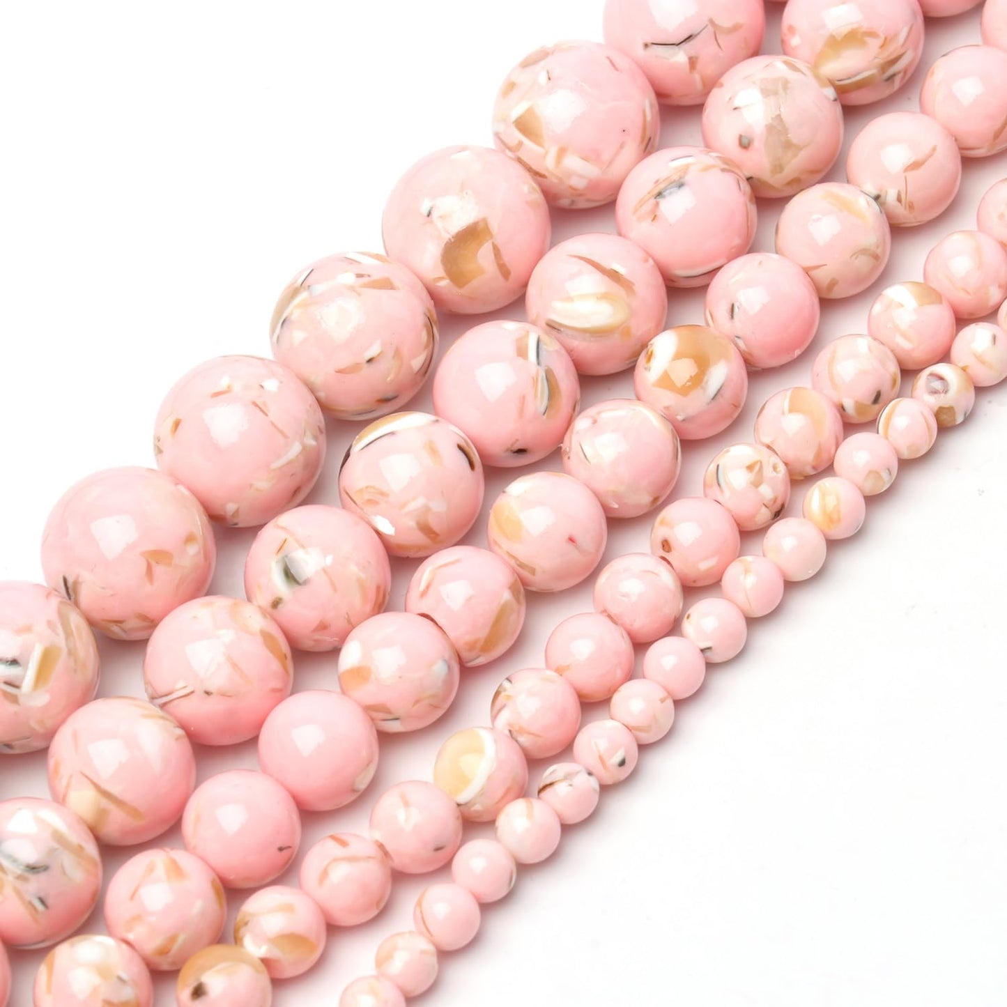 NITOPUPU 10mm 37pcs Pink Shell Turquoises Natural Stone Beads for Jewelry Making Supplies, Round Crystal Beads for Bracelets Necklace DIY Crafts