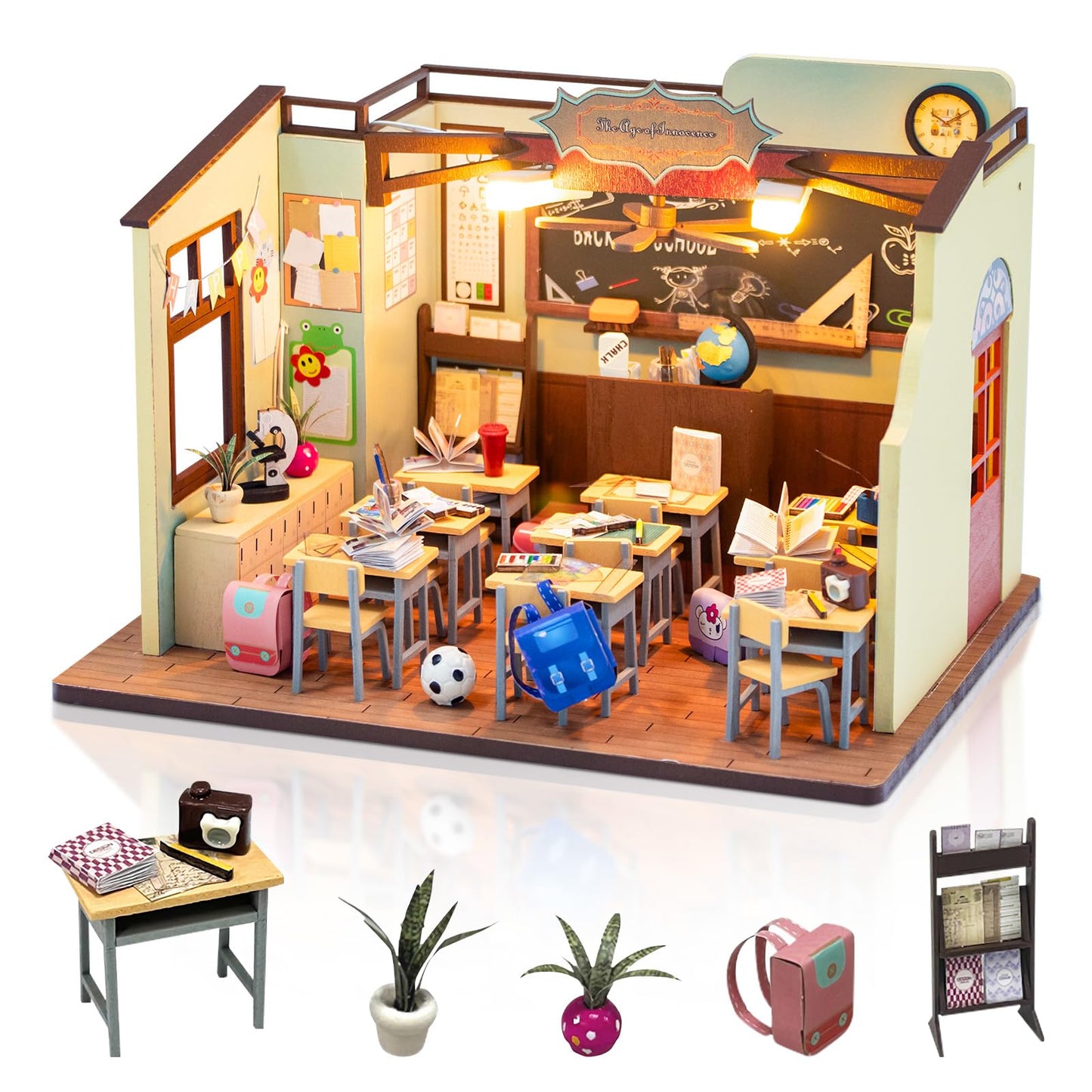 Foyucool DIY Miniature House Kit, Dollhouse Kit with LED Light, Mini House Building Kits for for Adult to Building, Mother's Day Home Decorations Gifts for Family and Friends, Classroom