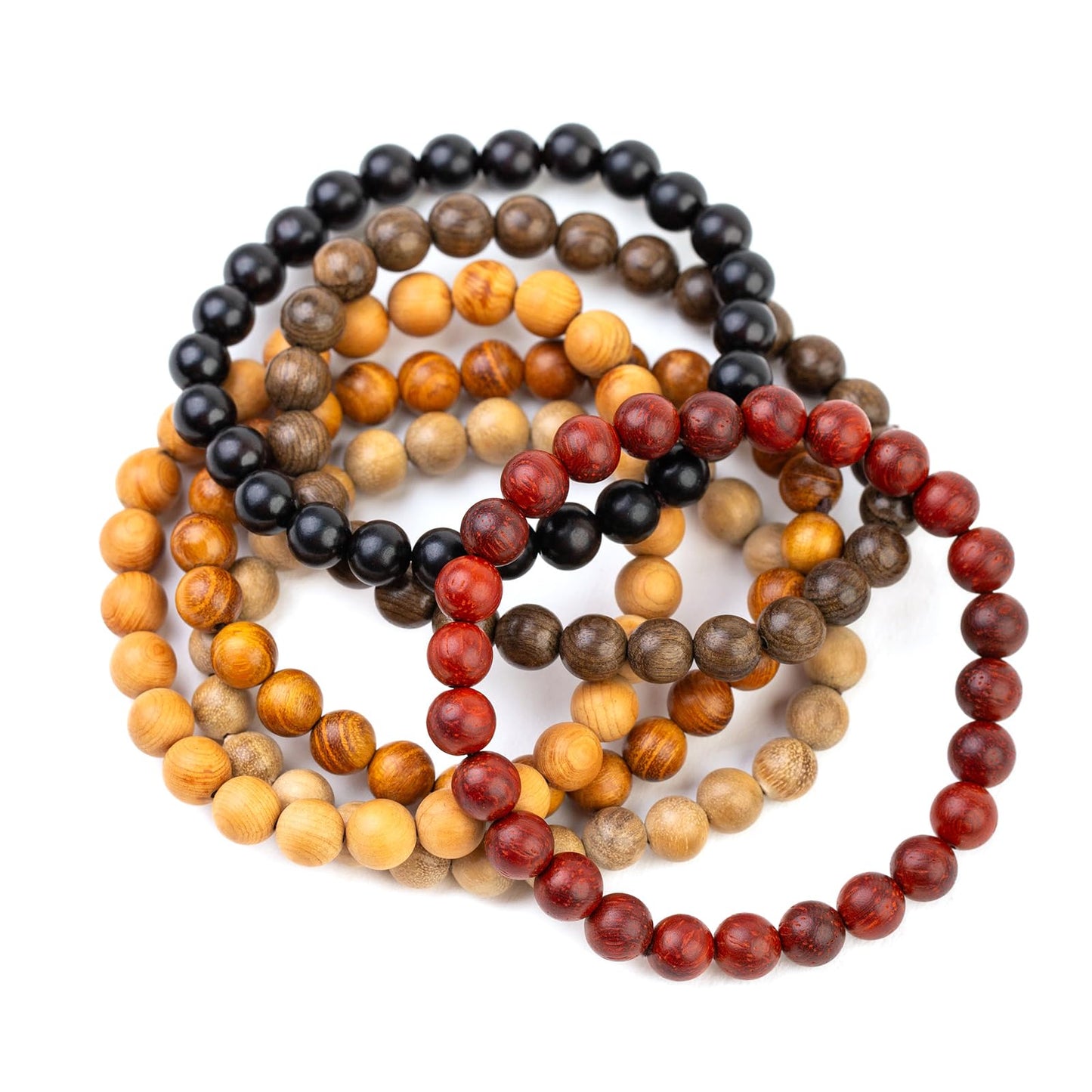Lqdcyyat 6Pcs 8mm Wooden Beaded Bracelet Bangle for Men and Women Elastic