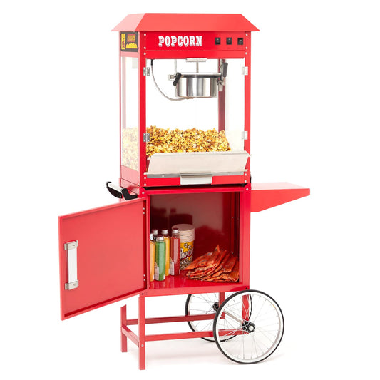 Takywep Commercial Popcorn Machine Cart, Popcorn Maker with 10 Oz Kettle Makes Up to 64 Cups, 3-Switch Control, Theater Style Popcorn Poppers